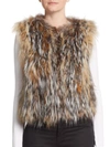 ADRIENNE LANDAU DYED FOX FUR VEST,0400090815566