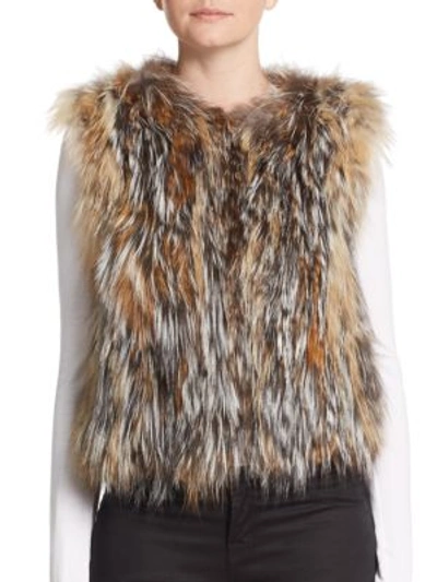 Adrienne Landau Dyed Fox Fur Vest In Black