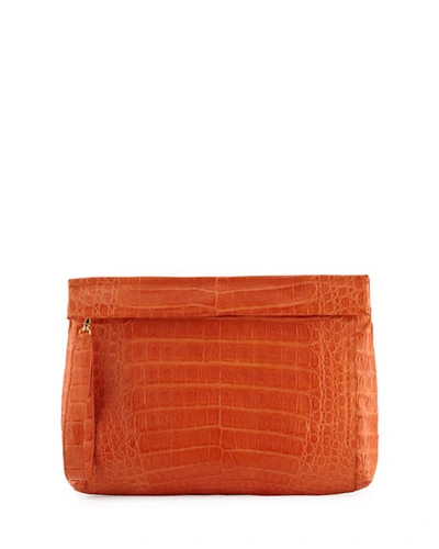 Nancy Gonzalez Soft Crocodile Wristlet Clutch Bag In Orange