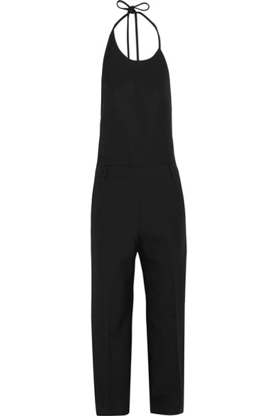 Topshop Unique Saunderson Wool-canvas Halterneck Jumpsuit