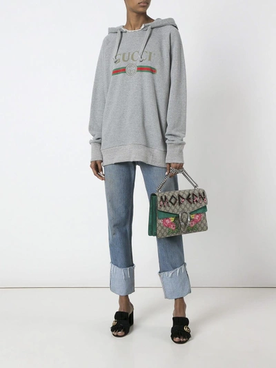 Gucci Dionysus Medium Embellished Appliquéd Coated-canvas And Suede Shoulder Bag