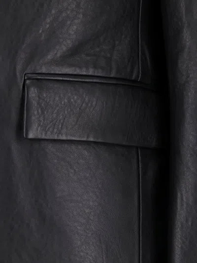 Tonywack Button-up Leather Jacket In Black