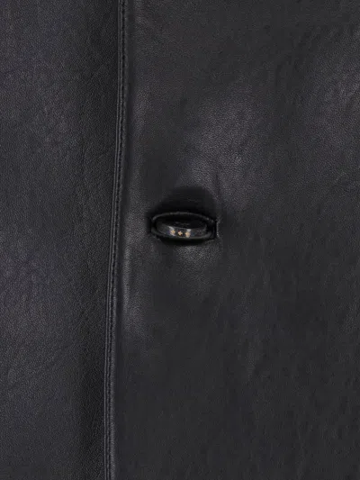 Tonywack Button-up Leather Jacket In Black