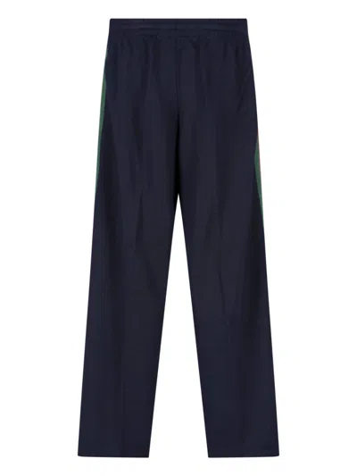 Gucci Web Deatail Trousers In Blue