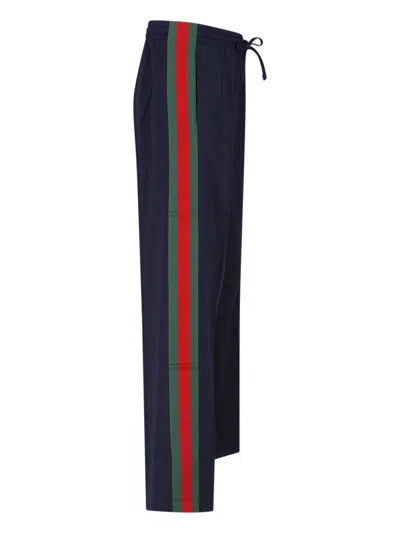 Gucci Web Deatail Trousers In Blue