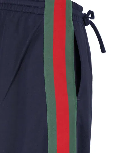 Gucci Web Deatail Trousers In Blue