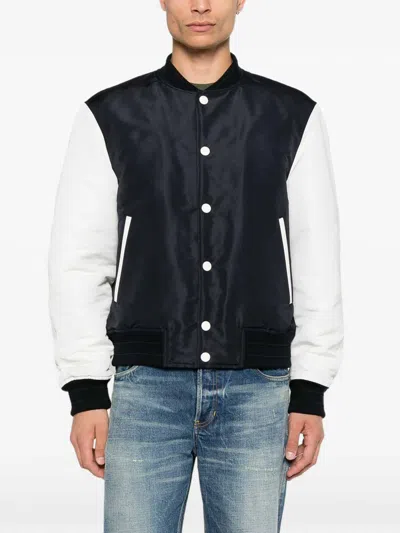 Givenchy Satin Varsity Jacket With Ribbed Trim And Button-front In Black