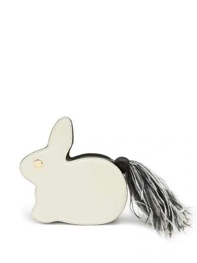 Hillier Bartley Bunny Leather Clutch In Ivory And Black