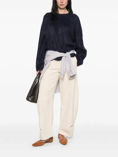 Soft Goat Long-sleeved Pullover In Blue