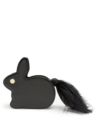 Hillier Bartley Bunny Leather And Suede Clutch In Black