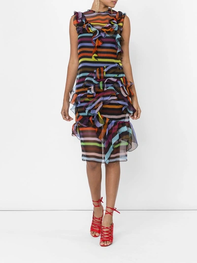 Shop Givenchy Striped Ruffle Shift Dress