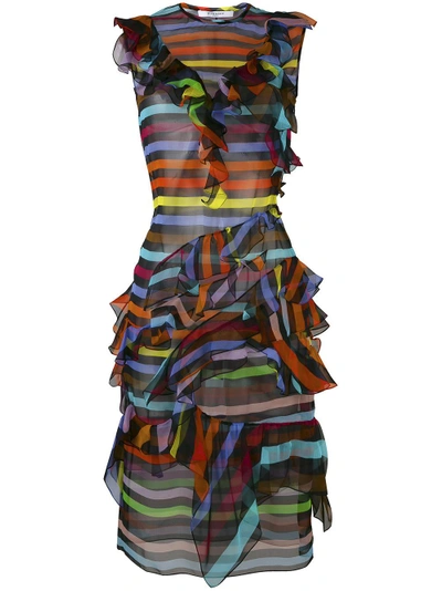 Shop Givenchy Striped Ruffle Shift Dress