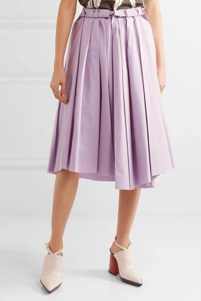 Shop Marni Pleated Cotton Midi Skirt