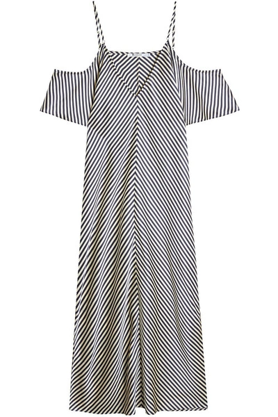 Alexander Wang T Striped Silk Dress With Cut Out Shoulders In Stripes