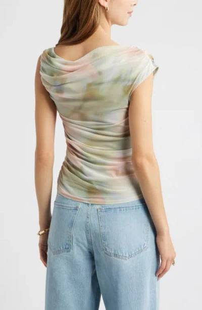 Open Edit Cap Sleeve Mesh Top In Multi