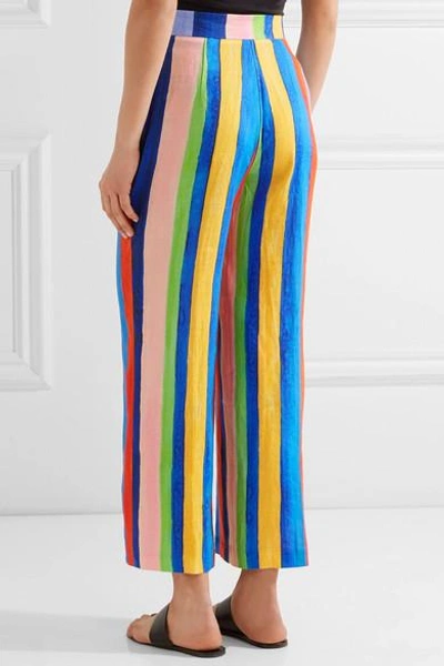 Shop Mara Hoffman Striped Organic Linen Wide-leg Pants In Blue