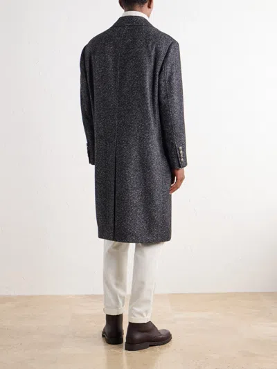 Brunello Cucinelli Herringbone Wool And Alpaca-blend Coat In Black