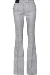 RONALD VAN DER KEMP Embellished leather-trimmed  cotton flared trousers