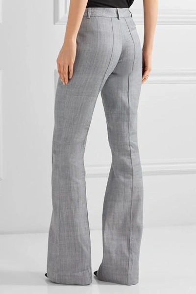 Shop Ronald Van Der Kemp Embellished Leather-trimmed  Cotton Flared Pants