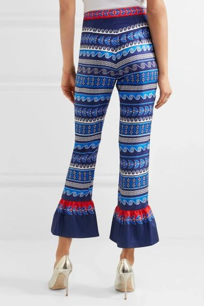 Shop Mary Katrantzou Peyote Ruffled Printed Silk-twill Flared Pants