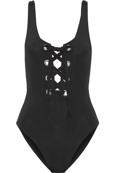 Mara Hoffman Desa Lace-up Swimsuit In Black