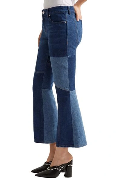 Shop Alexander Mcqueen Patchwork Cropped Mid-rise Flared Jeans