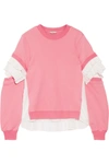 CLU Plissé tulle-paneled French cotton-terry sweatshirt