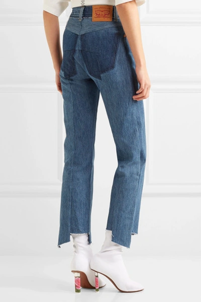 Shop Vetements + Levi's Distressed High-rise Straight-leg Jeans