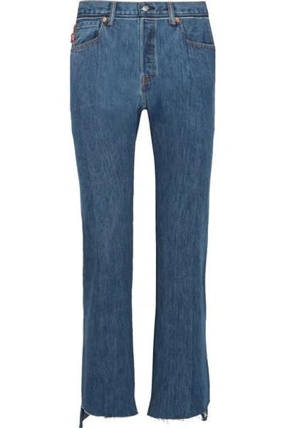 Shop Vetements + Levi's Distressed High-rise Straight-leg Jeans