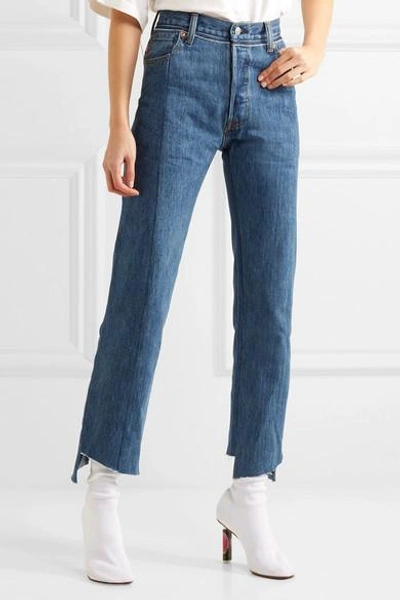 Shop Vetements + Levi's Distressed High-rise Straight-leg Jeans