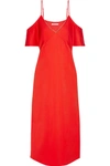 ALEXANDER WANG T Cold-shoulder chain-trimmed stretch-crepe midi dress