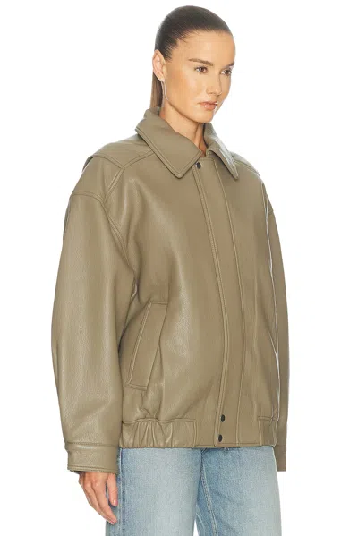 Agolde Grained-effect Bomber Jacket In Green