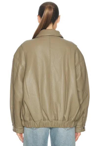 Agolde Grained-effect Bomber Jacket In Green