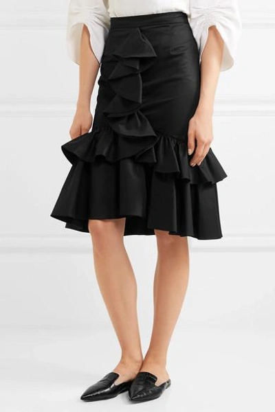 Shop Tome Ruffled Cotton-twill Skirt