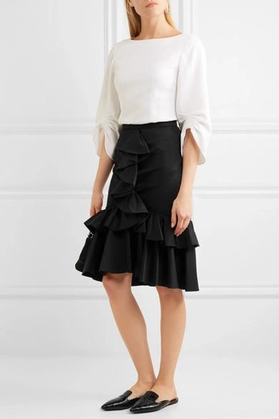 Shop Tome Ruffled Cotton-twill Skirt