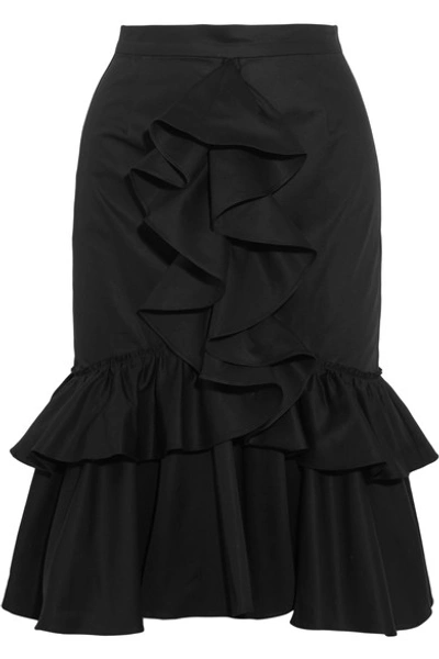 Tome Ruffle Cotton Twill Mermaid Skirt In Black
