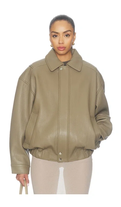 Agolde Grained-effect Bomber Jacket In Gray