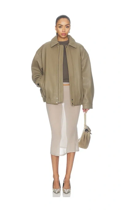 Agolde Grained-effect Bomber Jacket In Gray