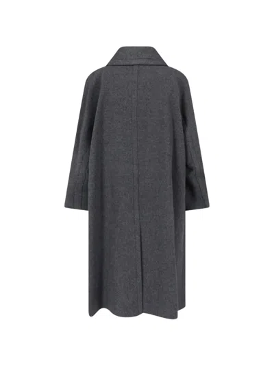 Low Classic Concealed-fastening Wool-blend Jacket In Gray