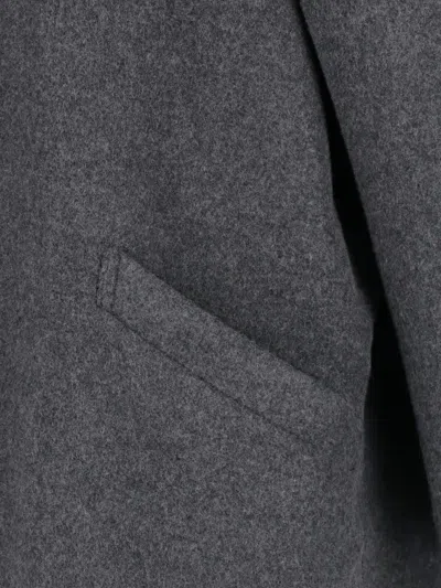 Low Classic Concealed-fastening Wool-blend Jacket In Gray