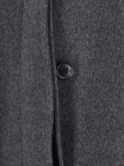 Low Classic Concealed-fastening Wool-blend Jacket In Gray