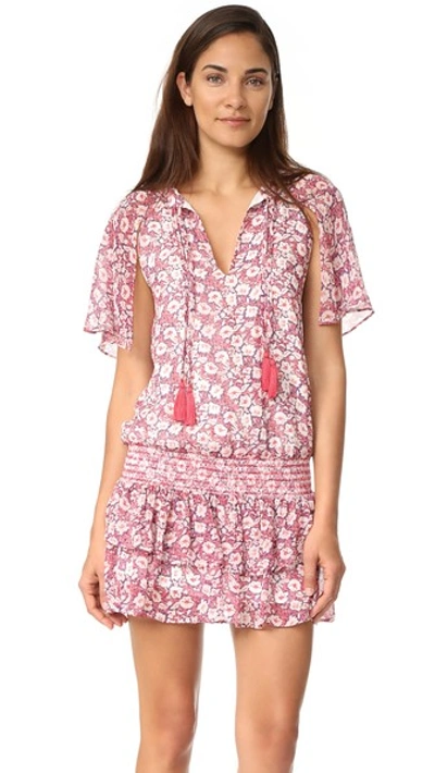 Rebecca Minkoff Pebble Floral-print Drop-waist Dress, Pink In Poppy Print