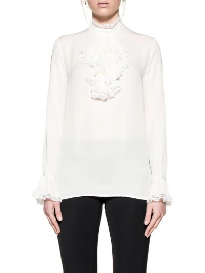 Shop Gucci Ivory Silk Blouse In Bianco