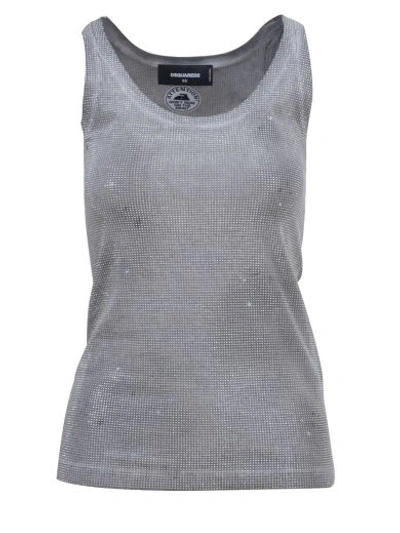 Shop Dsquared2 Microstudded Tank Top In Grey