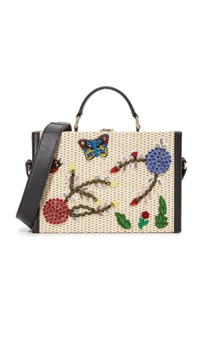 Alice And Olivia 'insects Sydney' Embellished Basketweave Straw Trunk In Multi