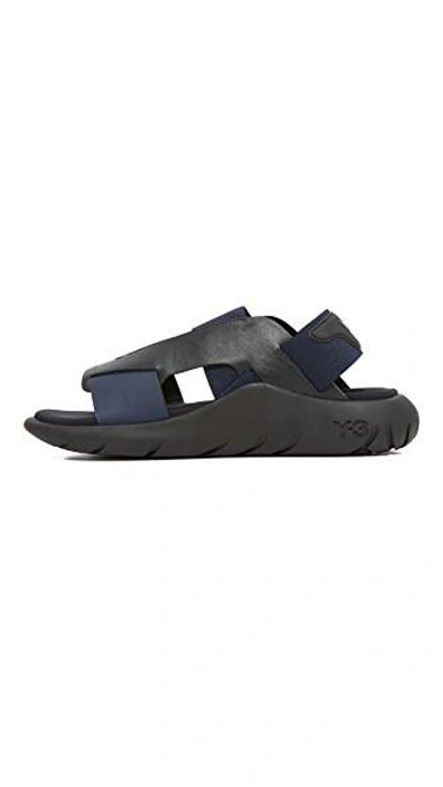 Shop Y-3 Qasa Elle Sandals In Black Iris/core Black