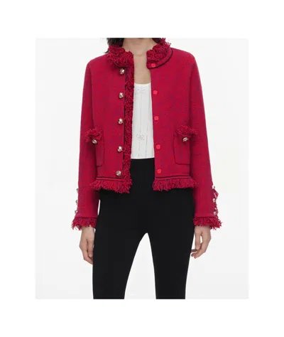 Self-portrait Long-sleeve Jacket In Red