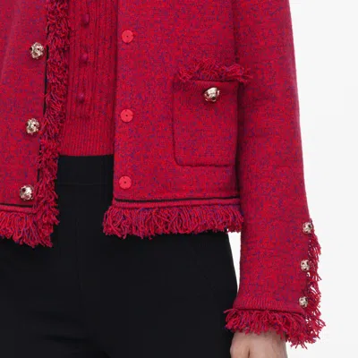 Self-portrait Long-sleeve Jacket In Red