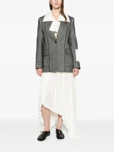 Erdem Herringbone Blazer In Gray