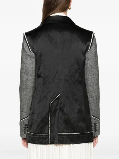 Erdem Herringbone Blazer In Gray